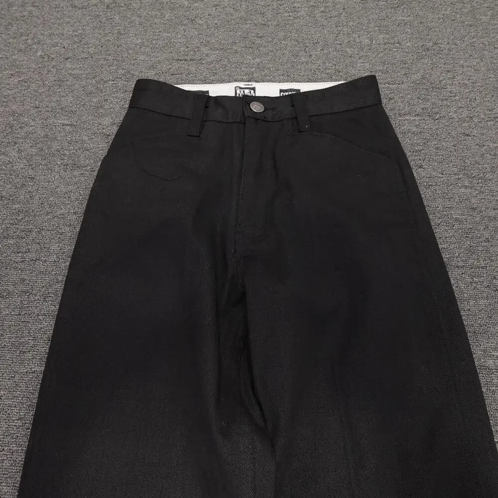 County FB Pants Mens 28x25 Black Relaxed Fit Chino Wide Leg Zip Fly Workwear